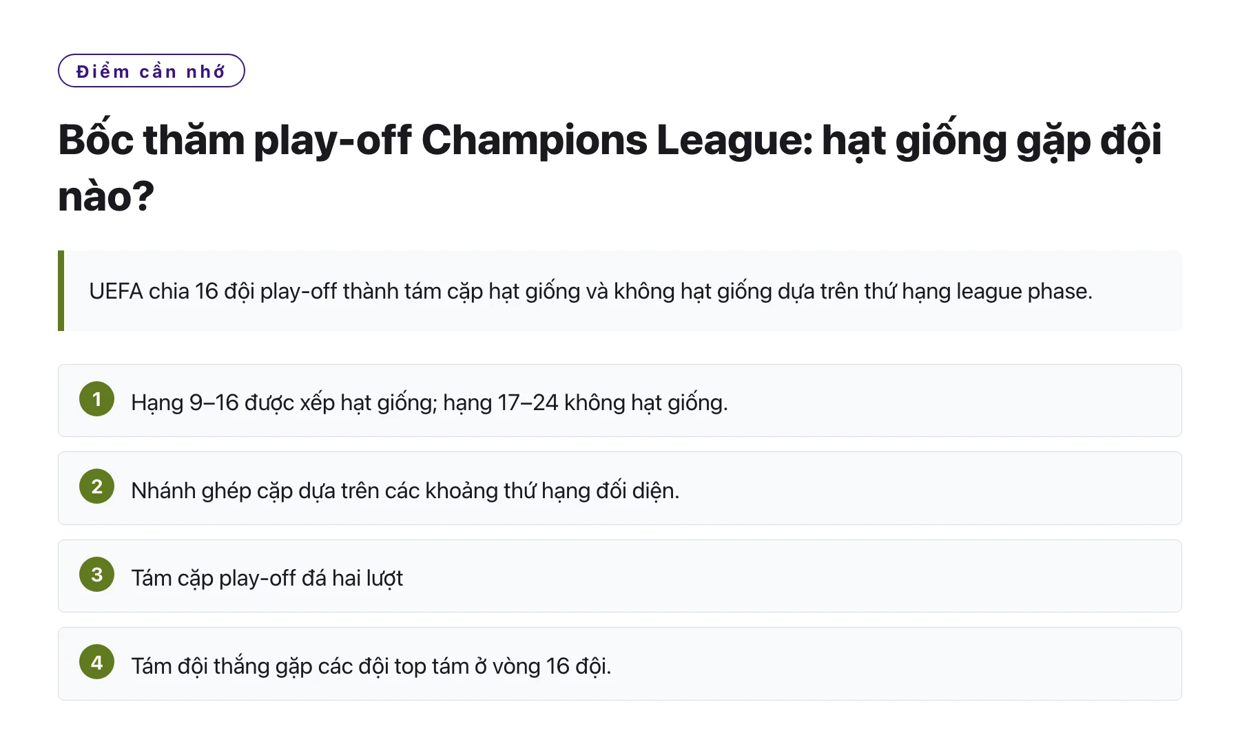 Bốc thăm play-off Champions League: hạt giống gặp đội nào?——全文要点速览